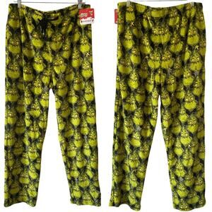 THE GRINCH Printed Grinch Head Soft & Cozy Loungewear Sleepwear Pants Size Large